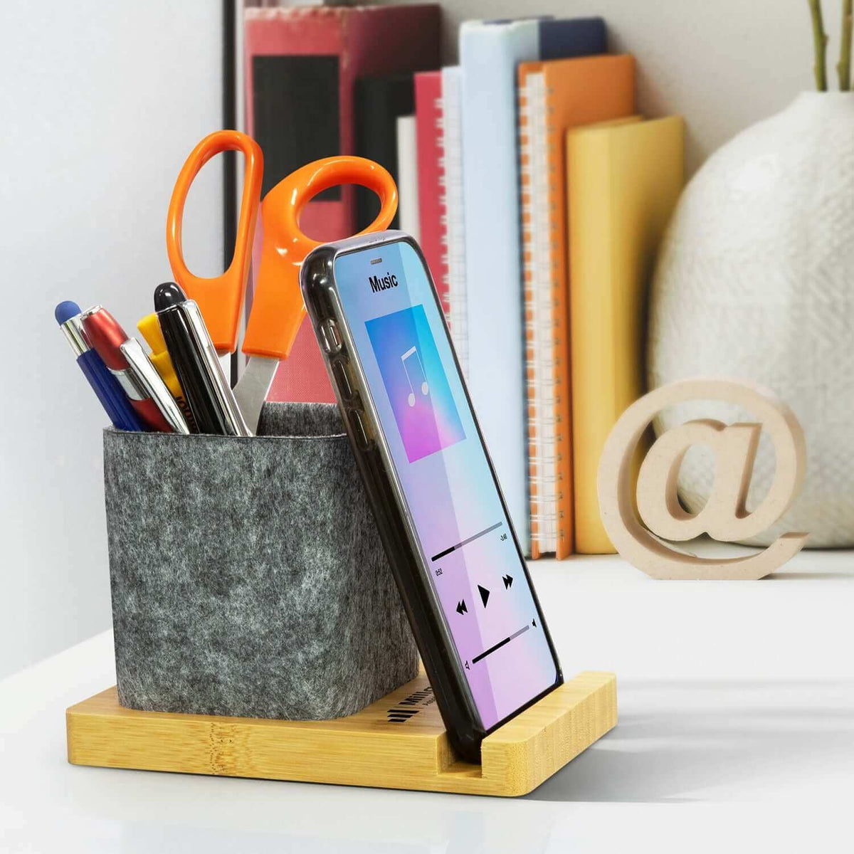 NATURA Bamboo Phone Stand Desk Caddy Corporate Gifts Singapore