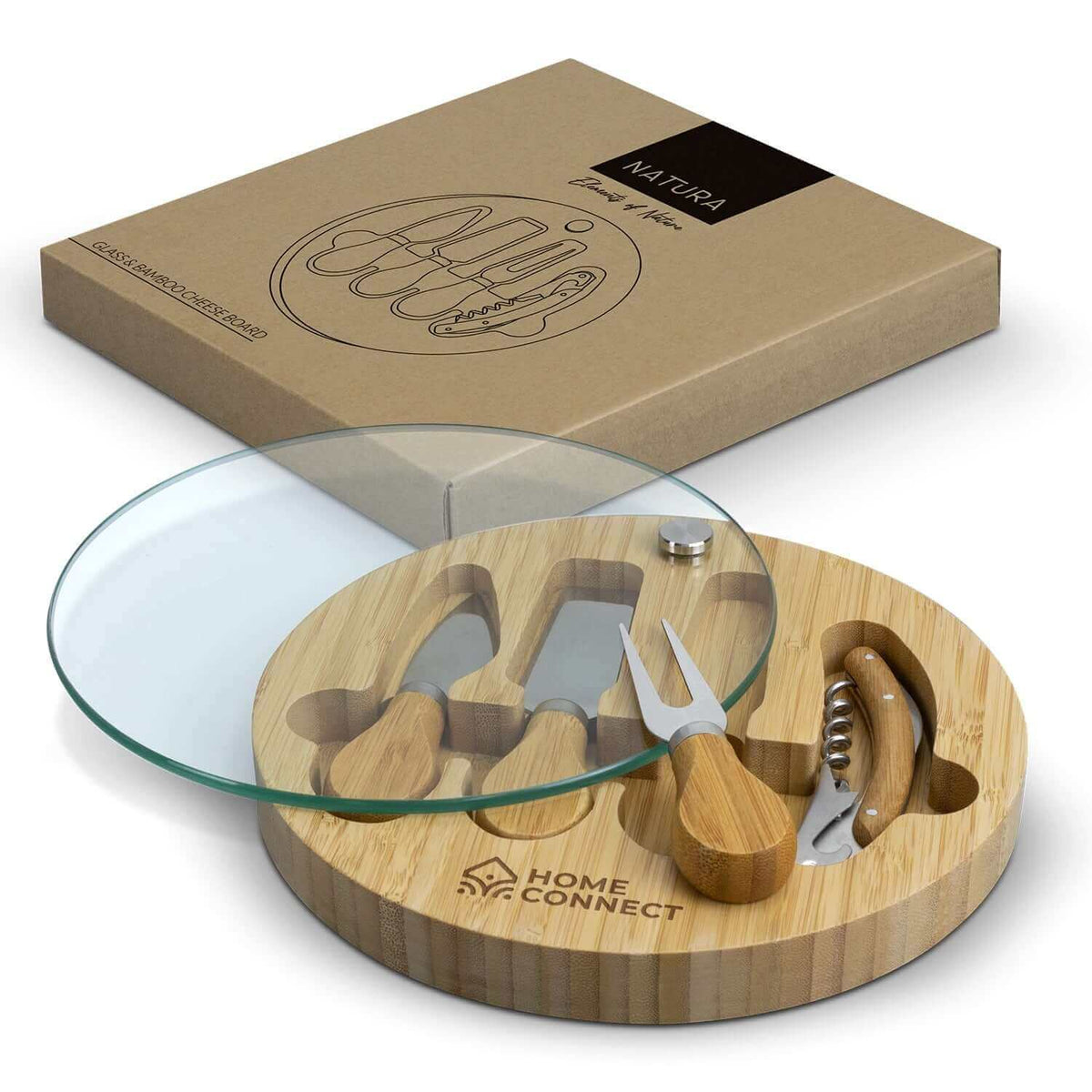 NATURA Glass & Bamboo Cheese Board Corporate Gifts Singapore