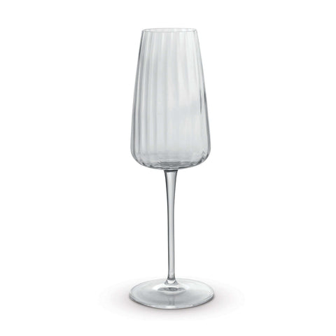 Elegant Luigi Bormioli Optica Flute Glass Cup for corporate gift in Singapore, showcasing timeless Italian design.