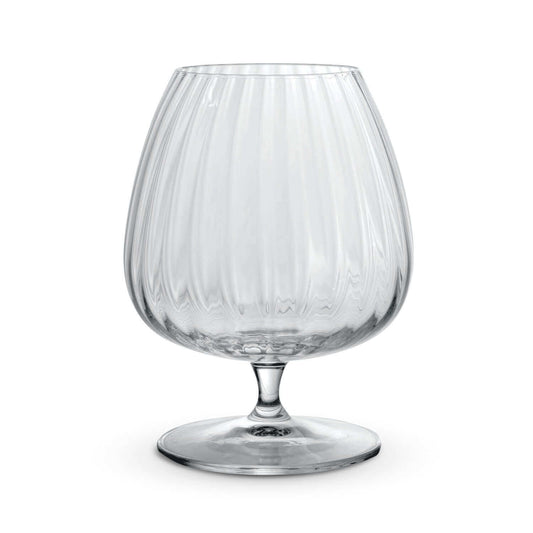 Luigi Bormioli Optica Cognac Glass, a stylish ribbed lead-free crystal glass perfect for corporate gift Singapore.