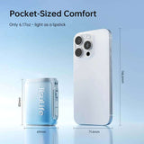 JisuLife Neck Fan Life5 compared to phone, showcasing its pocket-sized comfort and lightweight design.