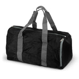 Origami Foldable Duffle Bag in black with gray straps, ideal for travel and corporate gift Singapore.