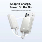 Vention CCC 10000mah Magnetic Wireless Power Bank With Cable on a light background, showcasing its portable design.