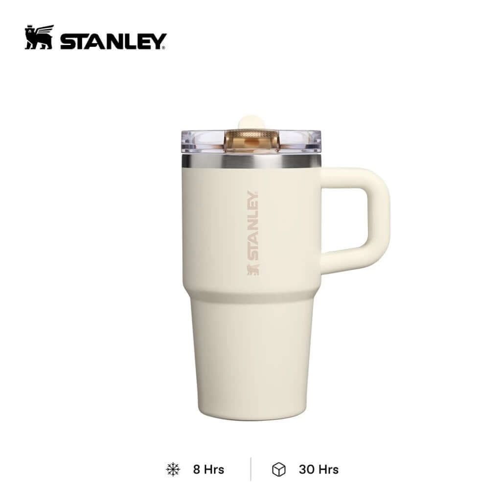 STANLEY The 20oz Quencher ProTour Flip Straw Tumbler with straw lid in off-white color.