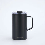 Crossing Neo Insulated SS Ceramic Mug W Handle And Lid 500ml in sleek black design with clear lid.