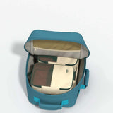 Cabinzero Classic Backpack 28L interior showing organized storage compartments and zippered pocket.
