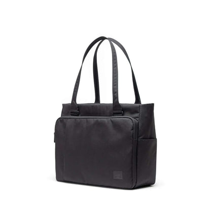 Herschel Kaslo Tote Tech Bag in black, perfect for corporate gifts and modern travelers.
