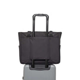 Herschel Kaslo Tote Tech Bag shown mounted on a suitcase, ideal for corporate gift for travelers.