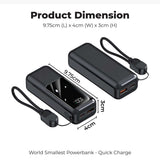 10000mAh World Smallest Powerbank QC3.0 + PD22.5W Super Quick Charge showing dimensions 9.75cm x 4cm x 3cm
