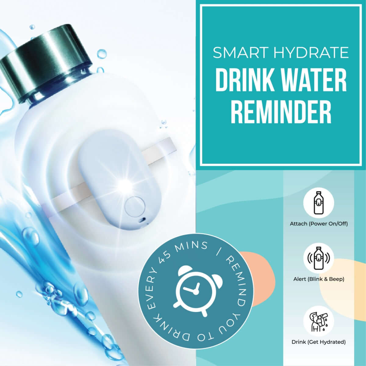Drink Water Reminder Device with water bottle, reminder feature, and hydration alerts for staying healthy.