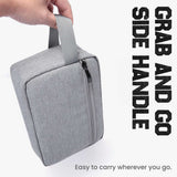 Gadget and Sanitary Pouch in grey with side handle, ideal for corporate gifts and easy to carry.