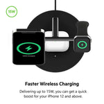 Belkin WIZ017myBK BoostCharge Pro 3-in-1 Wireless Charger with MagSafe 15W