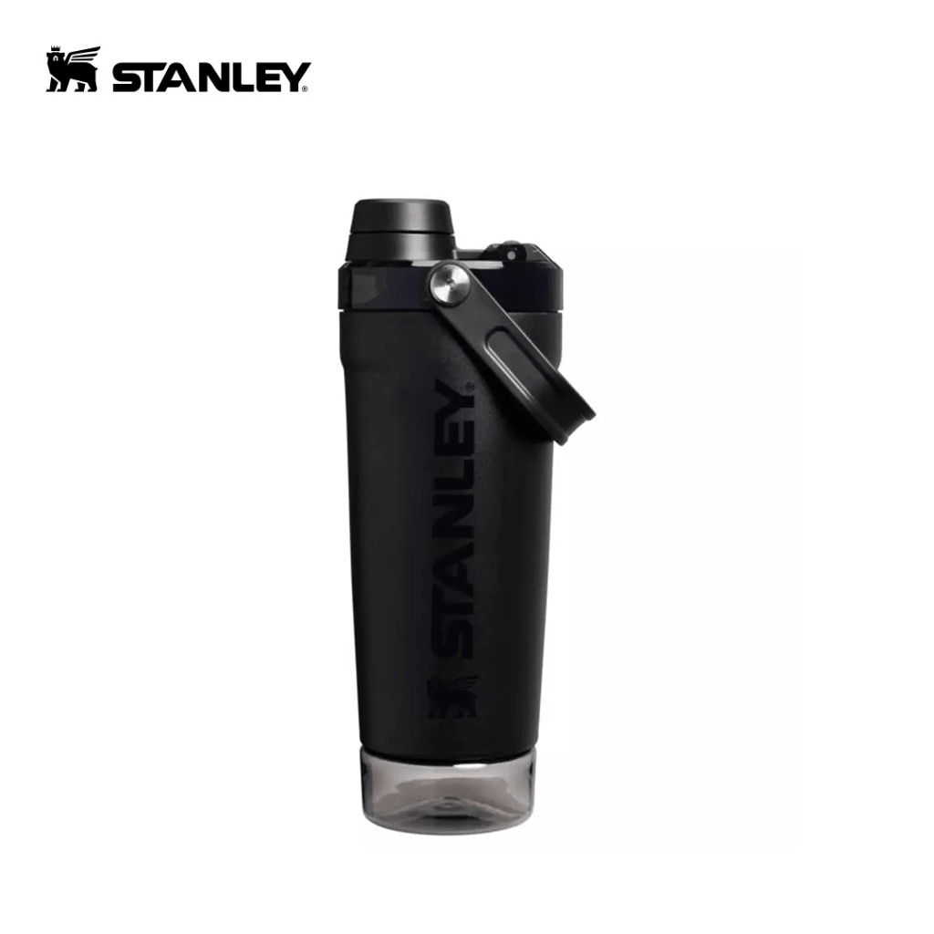 STANLEY The Vitalize™ Shaker Bottle in black with a leakproof lid and easy-carry handle.