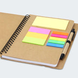 Kraft Notebook with Notes and Flags featuring sticky notes and colorful adhesive flags for organization.