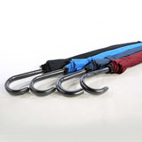25'' Umbrella with 16 Panels in black, blue, and maroon colors displaying stylish designs and curved handles.
