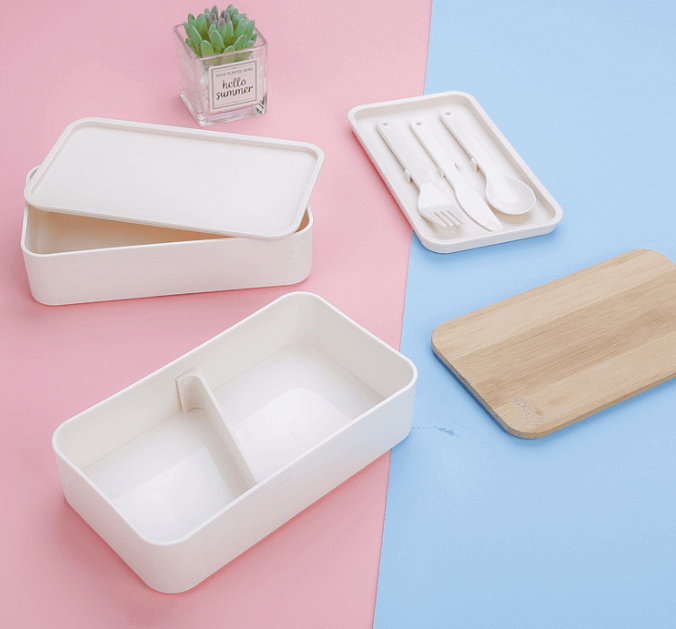 2-tier Lunchbox with Cutlery Set and Bamboo lid Executive Corporate Gifts Singapore