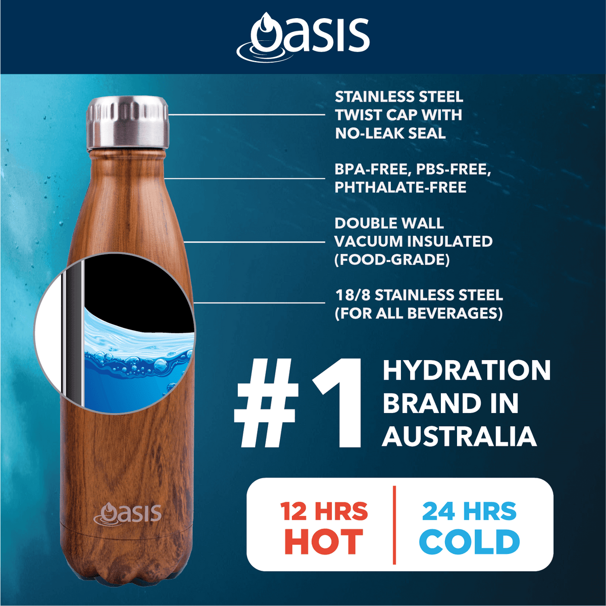 Oasis Stainless Steel Insulated Water Bottle 1.5L Executive Corporate Gifts Singapore