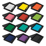 Omega Notebook and Pen Gift Set displayed in various colors, elegant corporate gift for professionals and students.