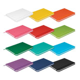 Colorful collection of Omega Notebook and Pen Gift Set showing various notebook colors for corporate gifts.