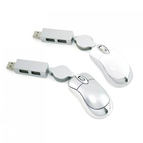 Retractable Mouse with 2 Port Hub Executive Corporate Gifts Singapore
