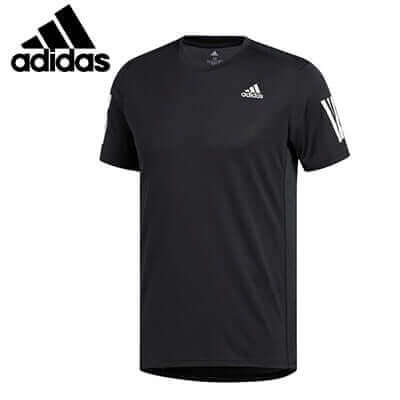 adidas Own The Run Tee Shirt in black, designed for ultimate comfort and breathability during workouts.