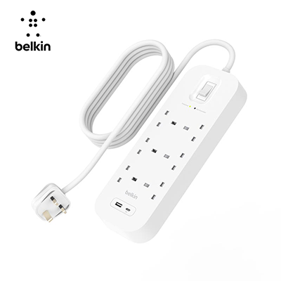 Belkin 6Way 2M Surge Protection Strip with USB A + C