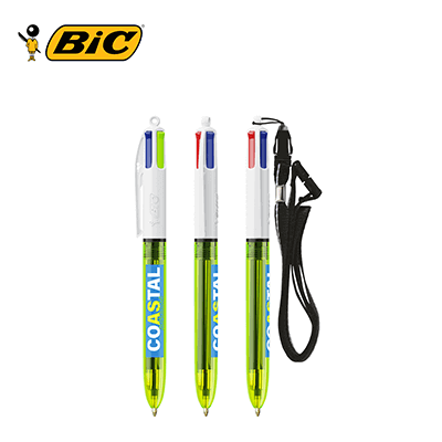 BIC 4 Colours Fluo with lanyard ballpen Corporate Gift Singapore