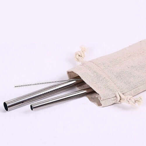 Eco Friendly Stainless Steel Straw Set in Canvas Pouch Executive Corporate Gifts Singapore