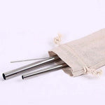 Eco Friendly Stainless Steel Straw Set in Canvas Pouch | AbrandZ Corporate Gifts