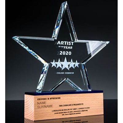 Star Wooden Crystal Awards | AbrandZ Corporate Gifts