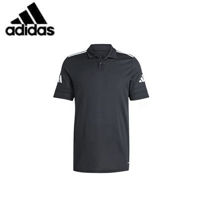 Adidas Squadra25 Cotton Polo Shirt in dark color showcasing the iconic Adidas logo.