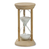 Tempus Bamboo Hourglass with white sand, 2-minute timer in a minimalist bamboo design, perfect corporate gift.