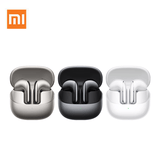 Xiaomi Buds 5 in Graphite Black, Ceramic White, and Titan Gray with charging case.