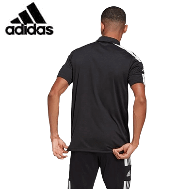 Adidas Squadra 21 Short Sleeve Polo in black, showcasing the back design for style and comfort.