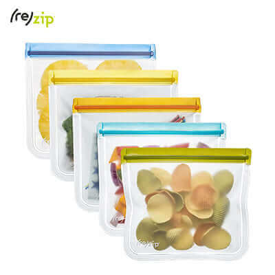 Eco Friendly Rezip Lay-Flat Lunch Leakproof Reusable Storage Bag 5-pack Executive Corporate Gifts Singapore