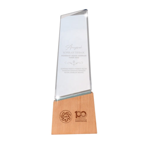 Crystal Award with Wooden Stand