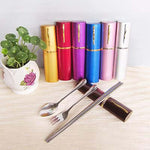 3pcs stainless steel cutlery set with folding chopsticks | Executive Door Gifts