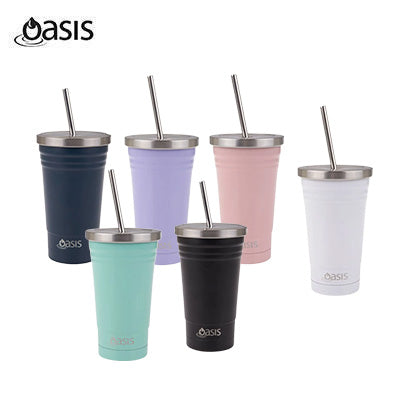 Oasis Stainless Steel Insulated Smoothie Tumbler with Straw 500ML
