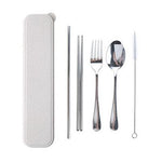 5 Pieces Stainless Steel Cutlery Set with Wheat Straw Case | Executive Door Gifts