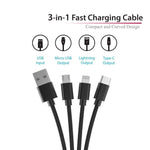 3 in 1 Fast Charging Cable (Rectangular)