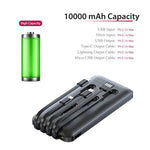 10000mAh Powerbank with 4 Built-in Cable