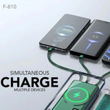 Wireless Powerbank with 4 Built-in Cables