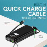 22.5W Quick Charge Powerbank with Built-in Cable