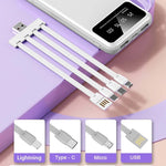 10000mAh Powerbank with 4 Detachable Built-in Cables & Mobile Stand