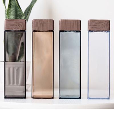 BPA Free Square Water Bottle with Bamboo Lid 500ml | Executive Door Gifts