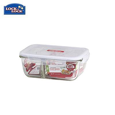 Lock & Lock Euro Rectangle Glass Container with Divider 1.05L