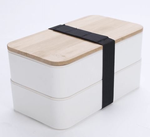 2-tier Lunchbox with Cutlery Set and Bamboo lid
