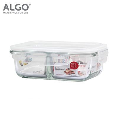 Algo Rectangular Glass Container with 2 Divider | Executive Door Gifts