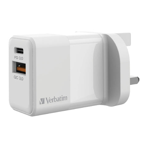 Verbatim 2 Port 20W PD & QC 3.0 USB Charger