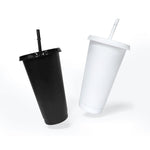 Plastic Tumbler with cover & straw